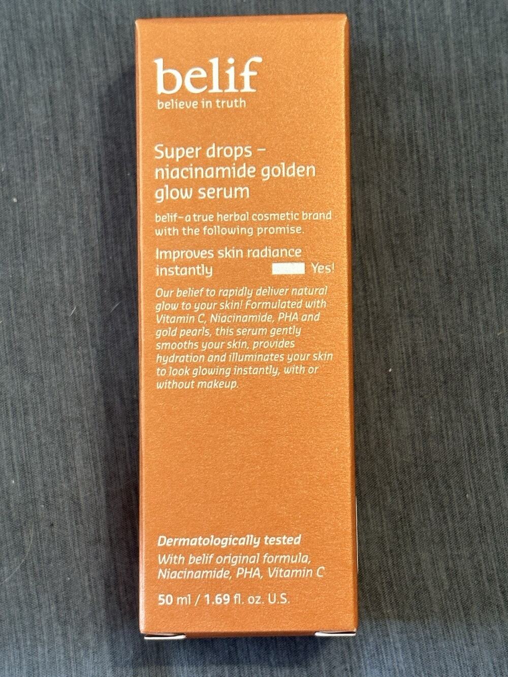 belif Super Drops Niacinamide Vitamin C Golden Glow Serum, 1.69oz NIB